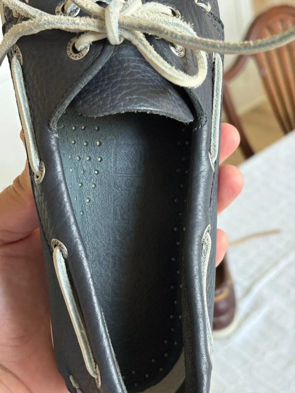 Sperry Authentic Original Boat Shoes 2 Eye Navy Leather Mens Size 9.5